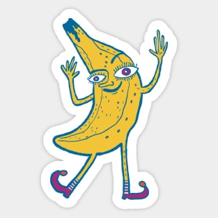 The Joyful Dance of a Crazy Banana Sticker